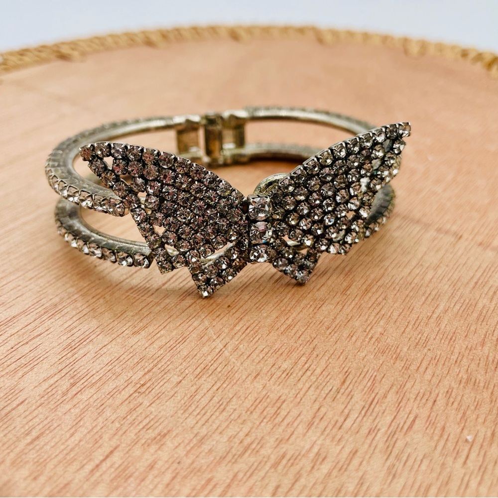 Vintage Butterfly with Rhinestones Costume Jewelry Bracelet